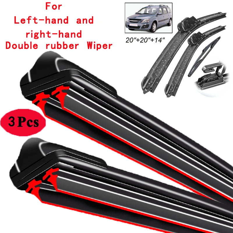 

Car Wiper Front & Rear Wiper Blades Set Kit For Lada Largus 2012 - 2023 Windshield Windscreen Window Rain Brushes 20"20"14"