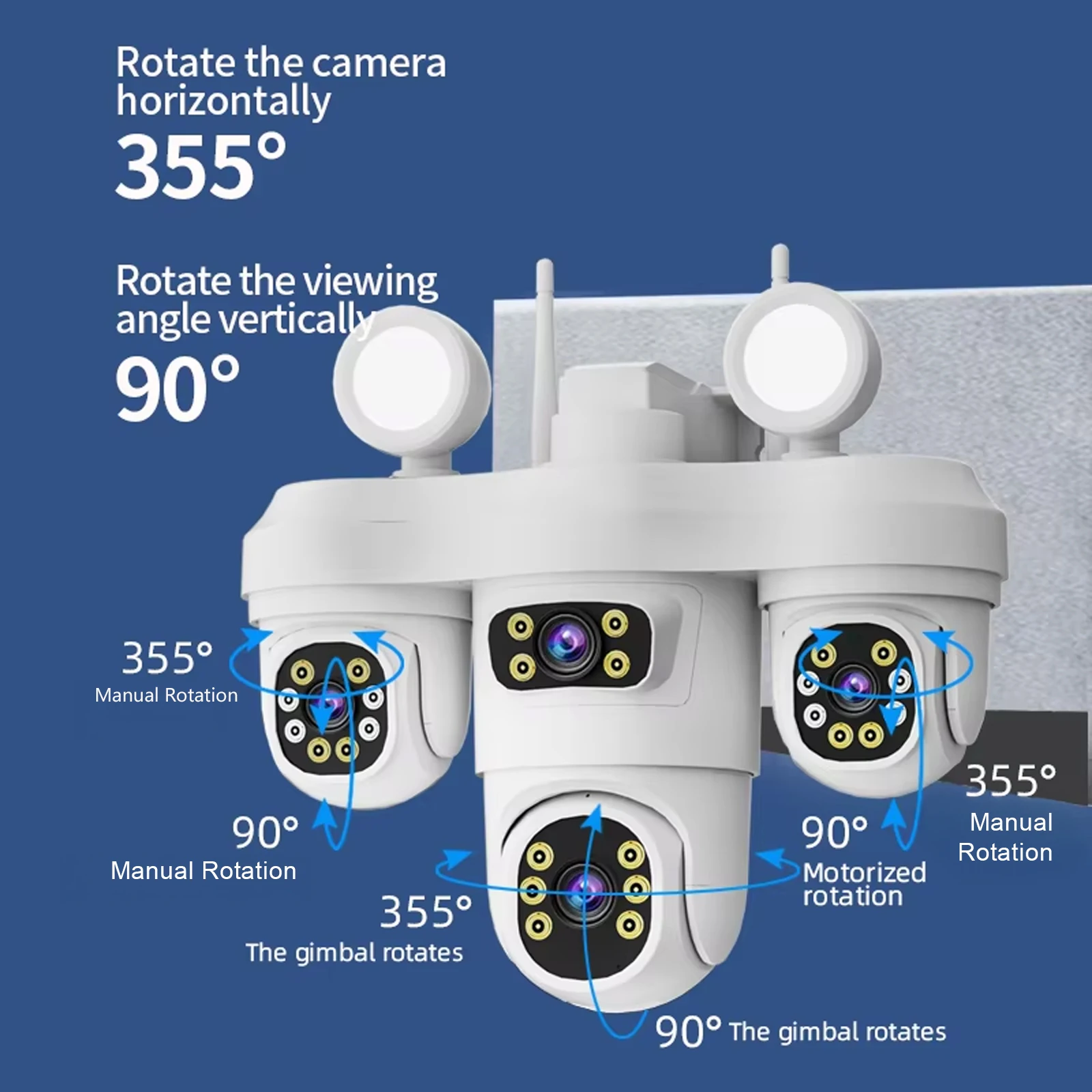 Outdoor 6K 12MP WiFi IP Camera 3 Controllable PTZ Lens Color Night Vision Human Detection 2-way Audio Security Camera O-KAM PRO