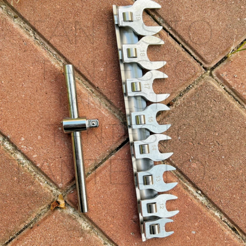 3/8-Zoll Wechselkopf-Schraubenschlüssel mit Beweglichem Öffnungskopf, Schnellspann-Ratschenhorn, L-förmiges Horn, Doppelfunktion-Maulschlüssel – Detail 3