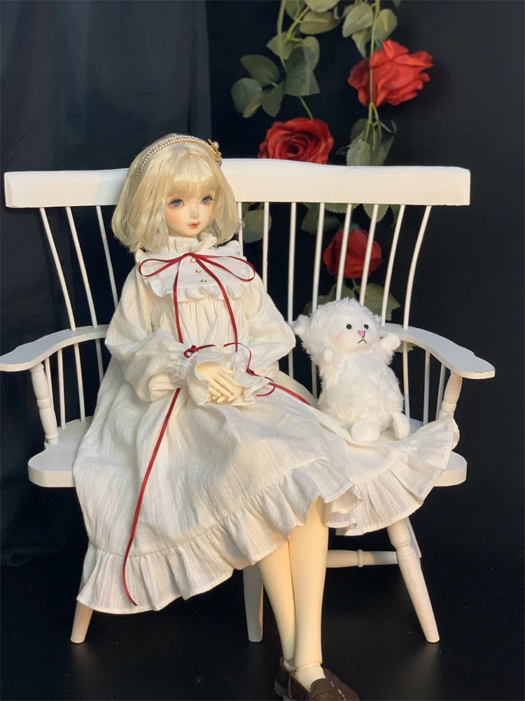 BJD Doll clothes dress for Blyth 1/3 1/4 1/6  doll accessories doll clothes Long white nightdress MDD SD Long sleeves dress