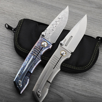 VG10/Damascus steel blade titanium alloy handle folding knife outdoor self-defense hunting camping hiking portable tool knife
