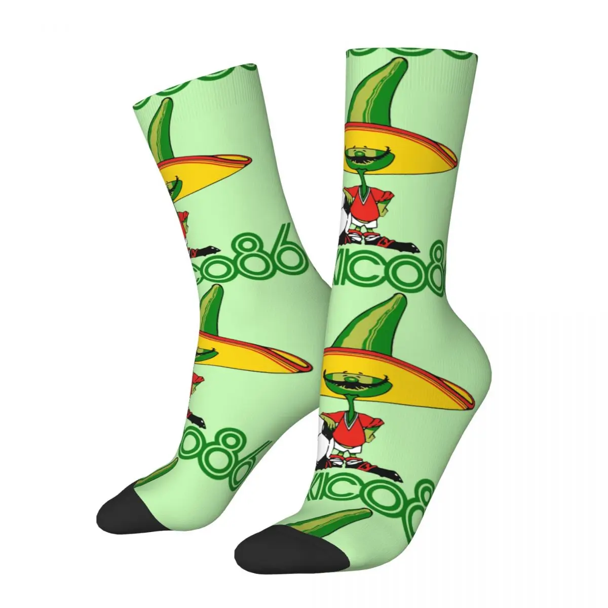 Happy Men's compression Socks Mexico 86 Pique Print Vintage Harajuku Maradona Great Best Player Hip Hop Seamless Crew Sock