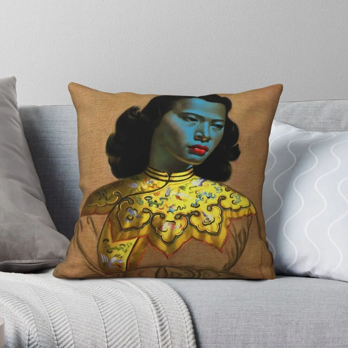 Vladimir Tretchikoff Chinese Girl Pillowcase Polyester Linen Velvet Creative Decor Throw Pillow Case Sofa Seater Cushion Case