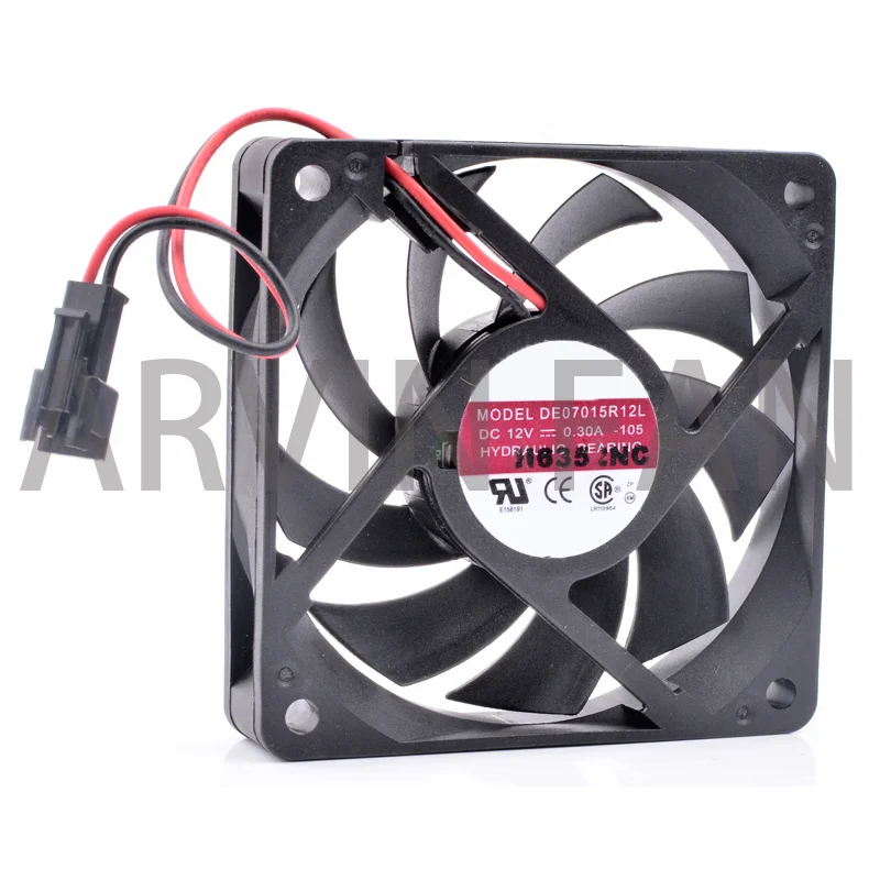 Brand New Original DE07015R12L 7cm 70x70x15mm 7015 70mm Fan 12V 0.30A Two-line Chassis Refrigerator Cooling Fan