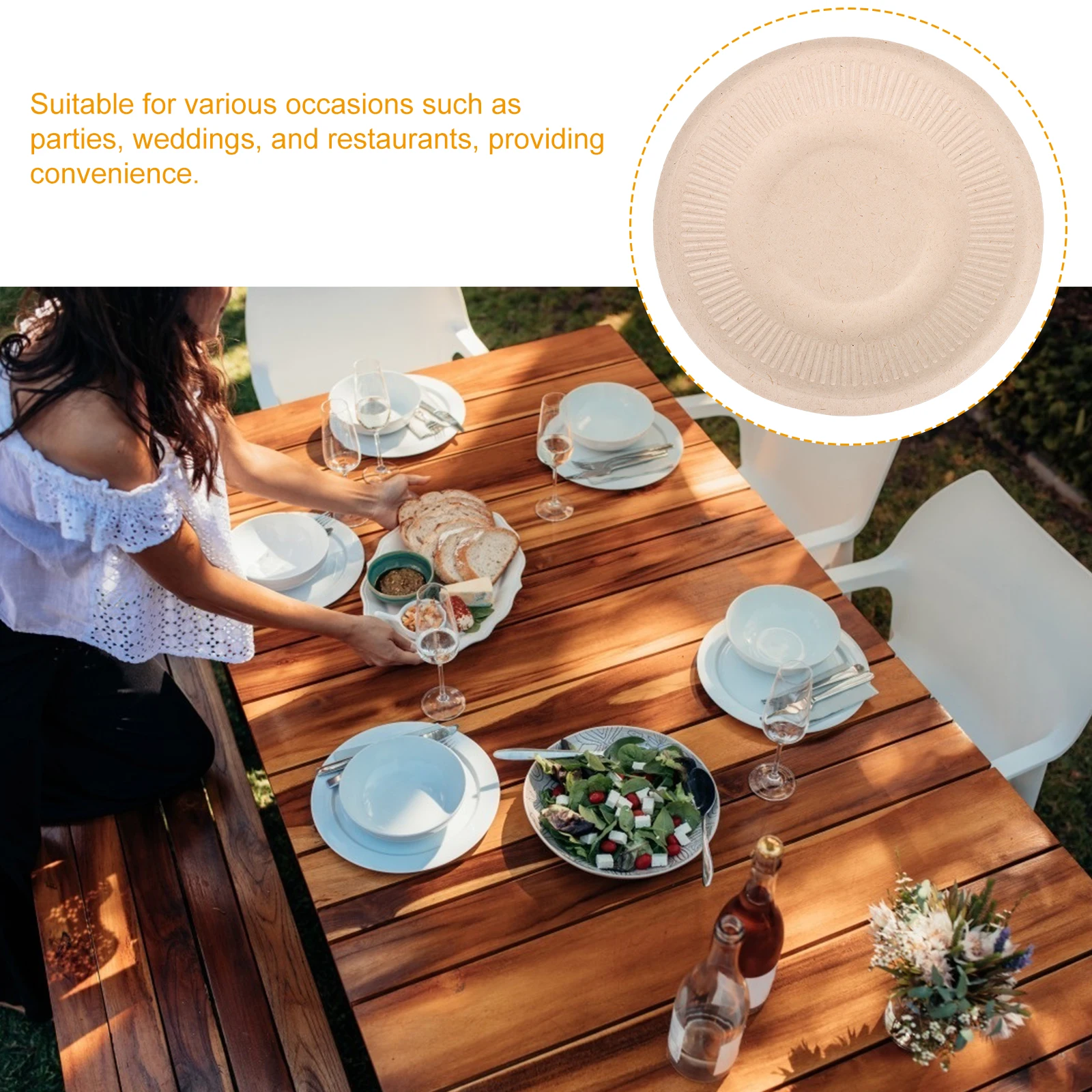 

50Pcs Biodegradable Disposable Paper Dinner Plates 5 Inch Thickened Party Tableware Multi-Function Food Platters Festival