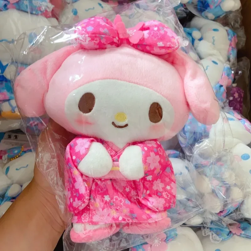 Sanrio NAKAJIM Sakura Kawaii Doll Kimono Series Kuromi My Melody Cinnamoroll Stuffed Plush Toys Cartoon Pendant Surprise Gifts