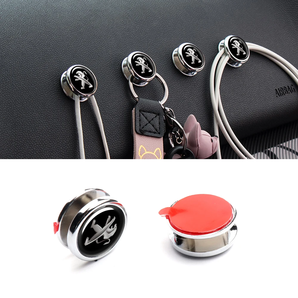 2pcs Car Hooks USB Cable Headphone Key Storage Hook Accessorie For Peugeot 206 207 208 306 307 308 508 106 107 108 2008 3008 500