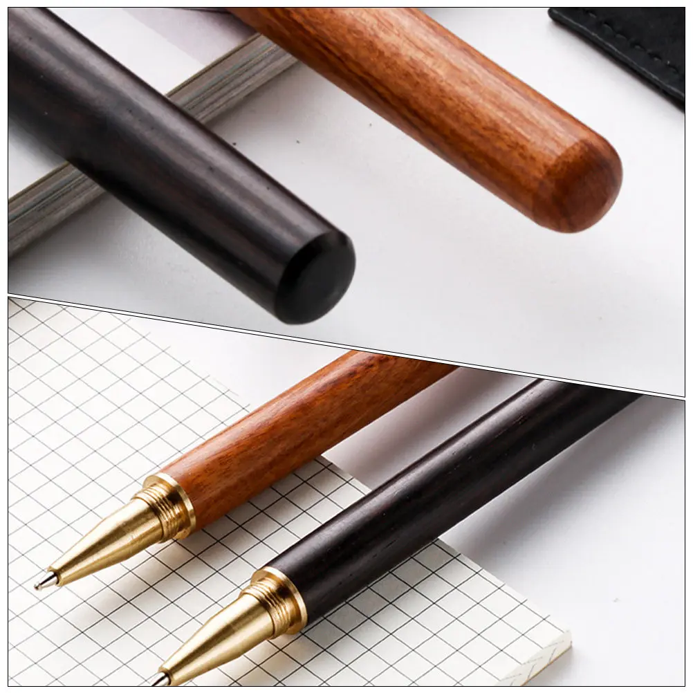

2Pcs Black Ebony Writing Pens Smooth Experience Portable Business Pens Replaceable Sign Pen Delicate Office School Gift