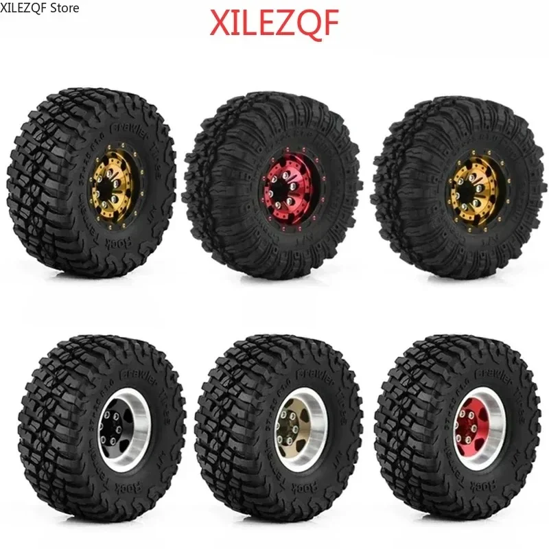 

CNC Metal 1.0" Beadlock Wheels Rims with Mud Tires for 1/24 RC Crawler, Upgrade Parts for Axial SCX24 FCX24 Enduro24