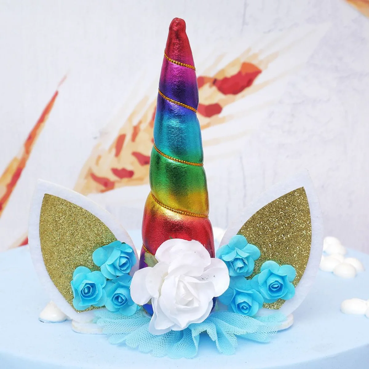 

Unicorn Cake Card Insert Flower Decoration Decorative Topper Birthday Decorate Party Picks