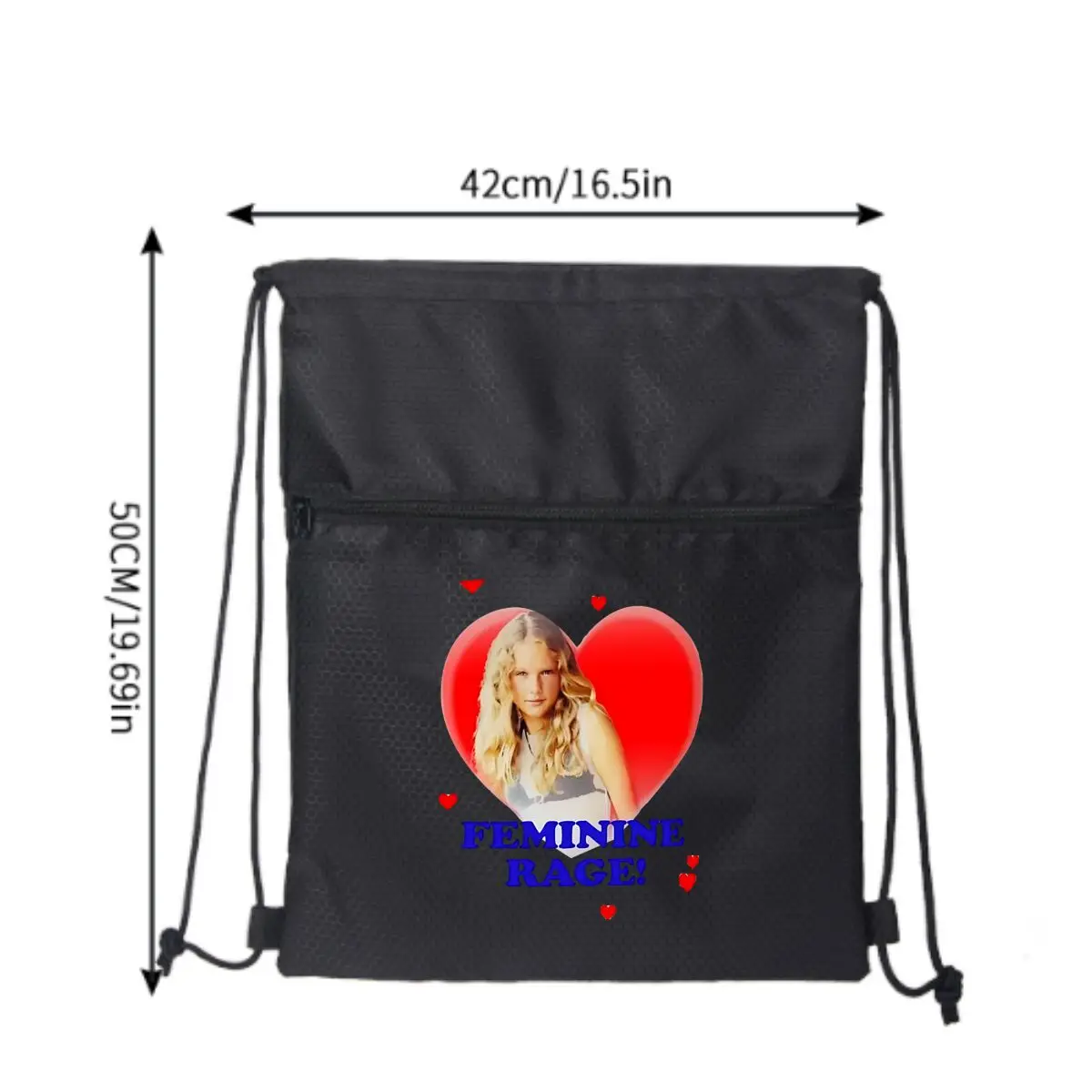 Feminine Rage! with Heart and Figure Black Draw String Bags Drawstring Backpack for Sports Gym Travel