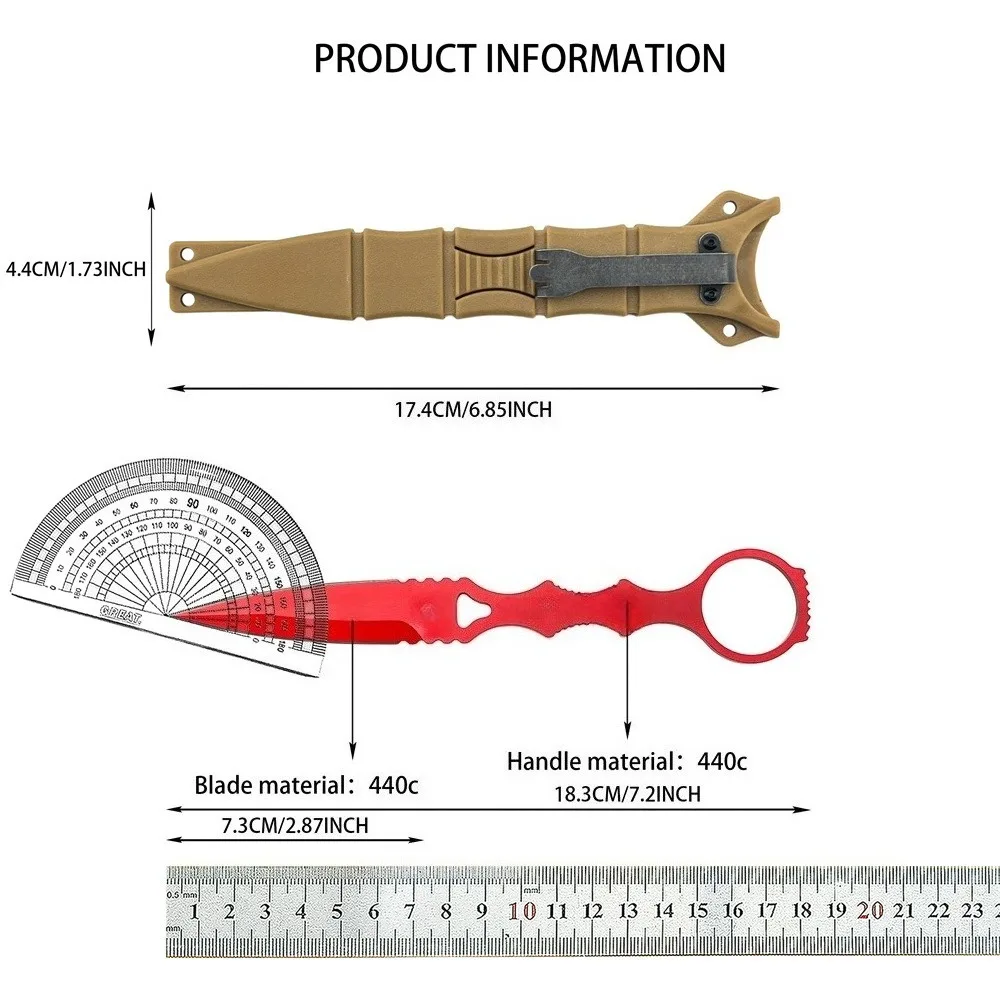 Tragbares Full-Tang-Taschenwerkzeug, robuste 440C Feststehende Klinge mit Scheide, multifunktionales Design, geeignet für Camping und Outdoor-Aktivitäten – Detail 1