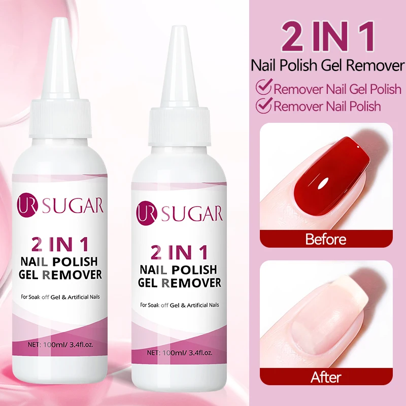 

UR SUGAR 2 IN 1 Nail Polish Gel Remover For Soak Off UV Gel False Nail Tips Cleaning Manicure 100ML Nail Polish Cleaner Liquid