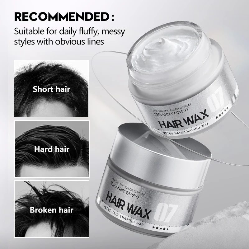 

VETES 120g Color Granny Grey 07 Hair Wax Dye Grey Wax Mud Styling Pomade Temporary Molding Strong Hold Lasting Hair Styling Diy
