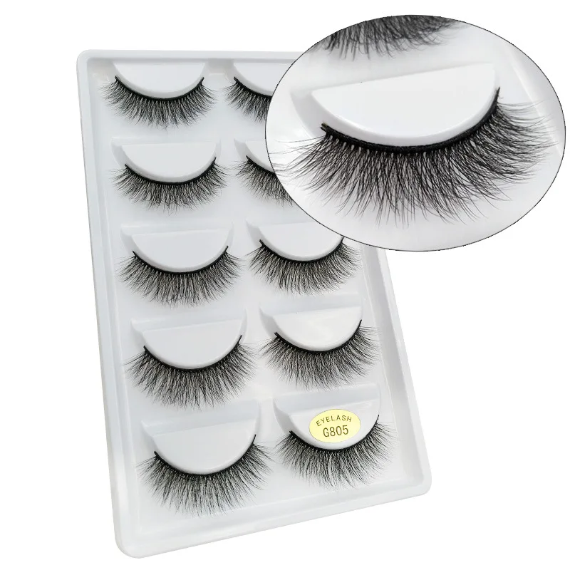 5 Pairs 3D Mink False Eyelashes H13, Soft Eyelash Extension Natural Eyelashes Makeup Lashes Wholesale G800, G806