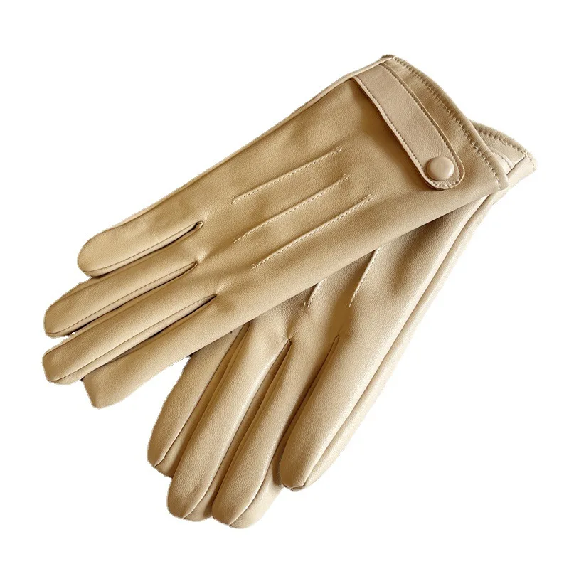 Gloves for Women in Winter, Thickened Velvet, Cute Imitation Sheepskin Driving Short Style, Touch Screen Anti Slip Riding