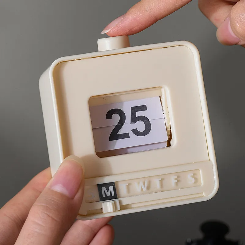 Mechanical Flip Perpetual Calendar Press Desk Calendar Stress Relief Desktop Ornament for Home Office Table Decor Creative Gift