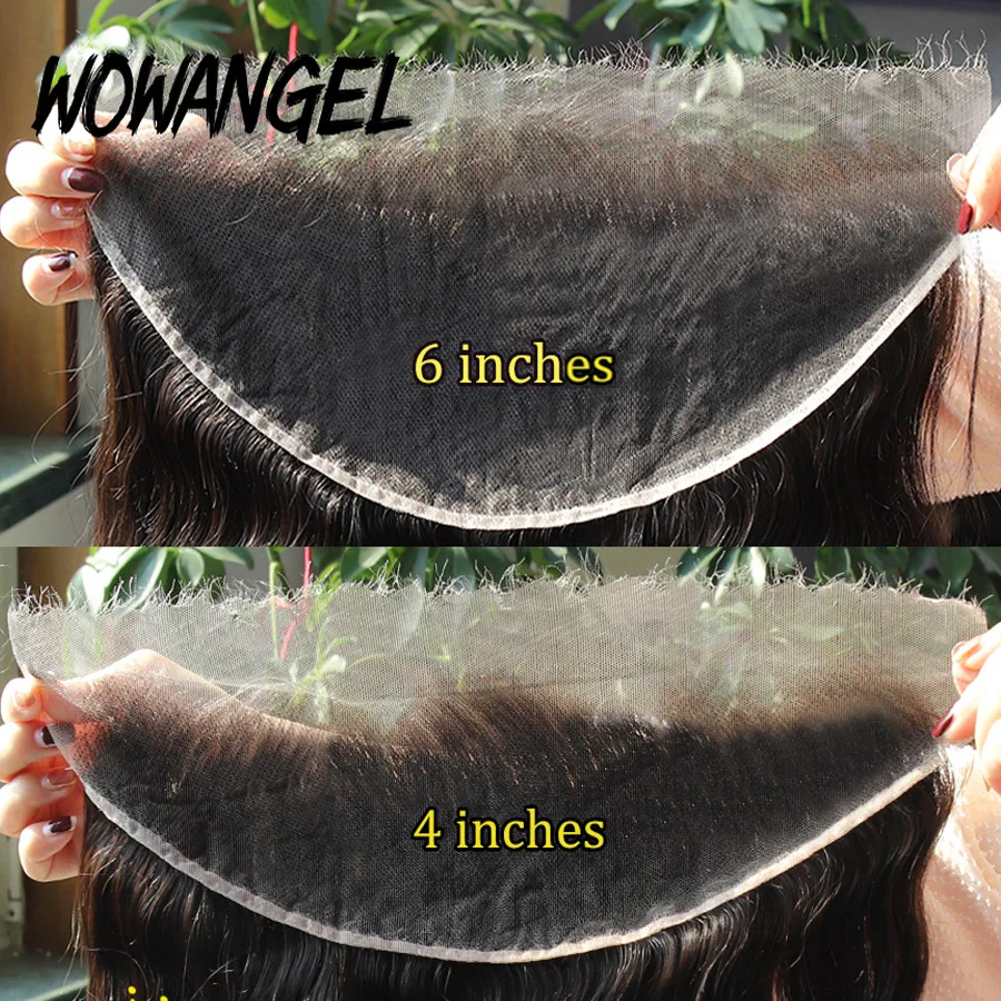 Wowangel 13x6 HD Lace Frontal mit Haarbündeln aus Echthaar, 5x5 HD Lace Closure, hautnahe brasilianische glatte Haarverlängerung für Frauen – Detail 10