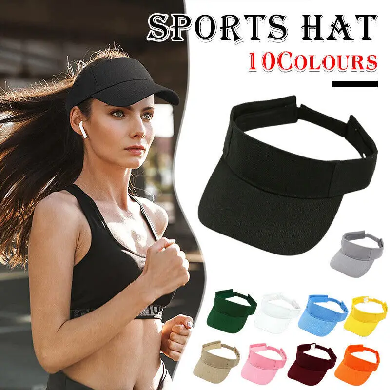 Summer Sun Hats Men Women Cotton Adjustable Visor UV Protection Top Empty Solid Sport Tennis Golf Running Sunscreen Baseball Cap