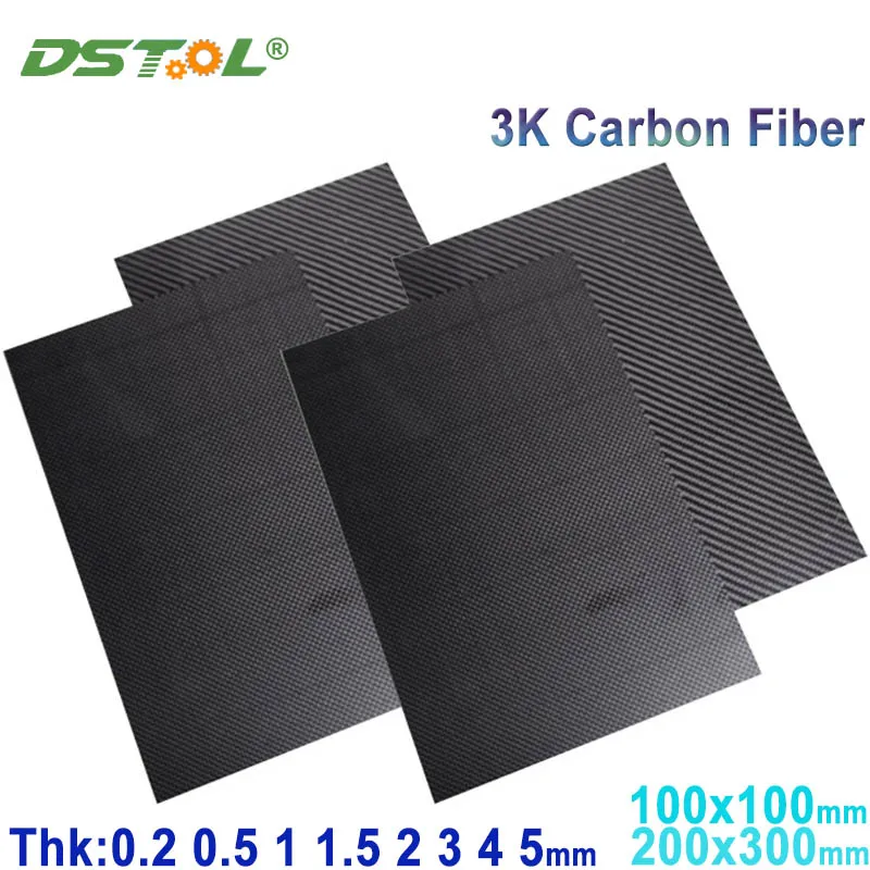 

3K Carbon Plate Panel Thick 0.2 0.5 1 1.5 2 3 4 5mm Plain Twill Weave Matt Glossy Surface 100% Carbon Fiber Plate Panel Sheet