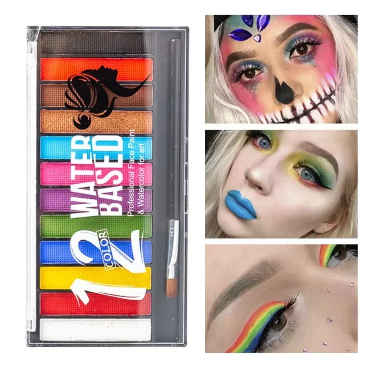 Malowanie ciała twarzy dzieci Flash tatuaż impreza z okazji Halloween makijaż sukienka piękna paleta farb z zestaw szczotek twarzą make up darmowa wysyłka