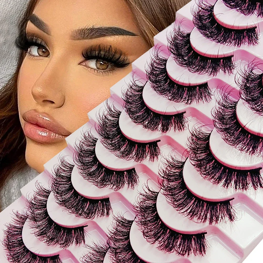 10 Pairs DD Curl Russian Lashes , Voluminous Fluffy Fake Eyelashes, Natural Long Soft Wispy Messy Dramatic False Eyelashes