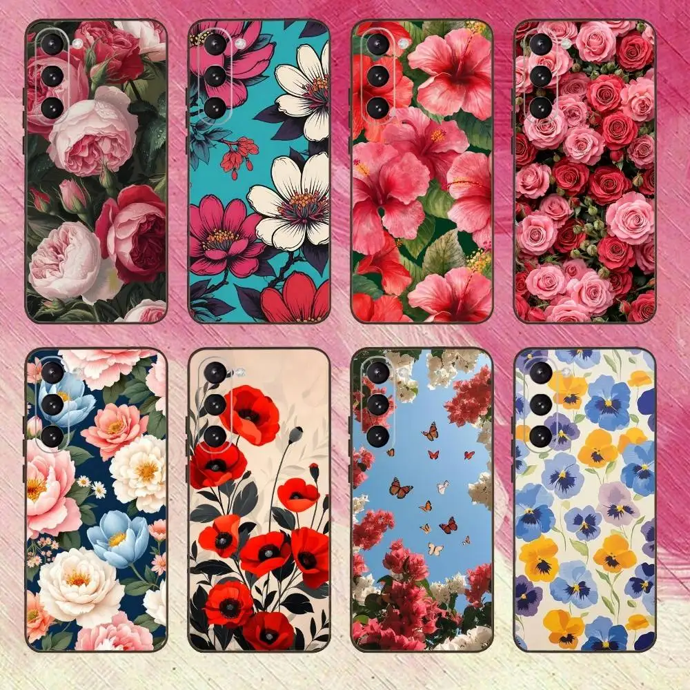 

Floral Plant Pattern Phone Case For Samsung Galaxy A73,A72,A71,A70,A53,A52,A51,Others Soft Black Cover