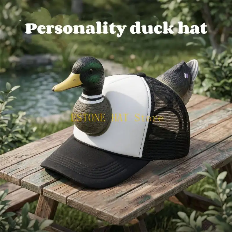 49MF Unique Sports Hat Baseball Cap with Duck Tail Trim and Mesh Panels for Travel, Music Festival, and Casual Wear