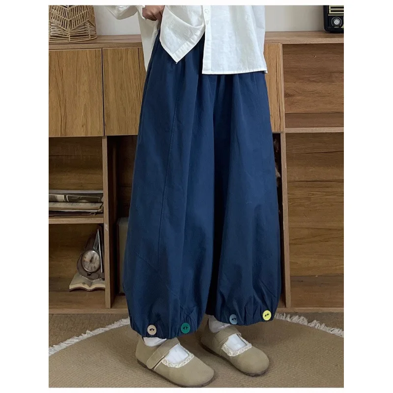 

Pant Women Wide Leg Long Pants Vintage Bloomers High Waist Casual Loose Straight Trousers Y2k Streetwear Elegant Work Spring