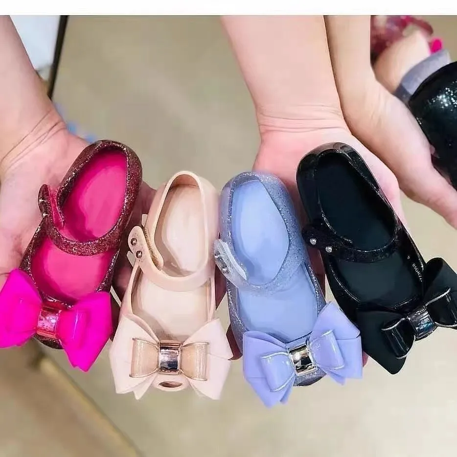 

Hot Sale Kids Fashion Summer Sandals Bowknot Children Big Girl Flat Jelly Shoes Little Princess Beach Shoes For Children HMI104