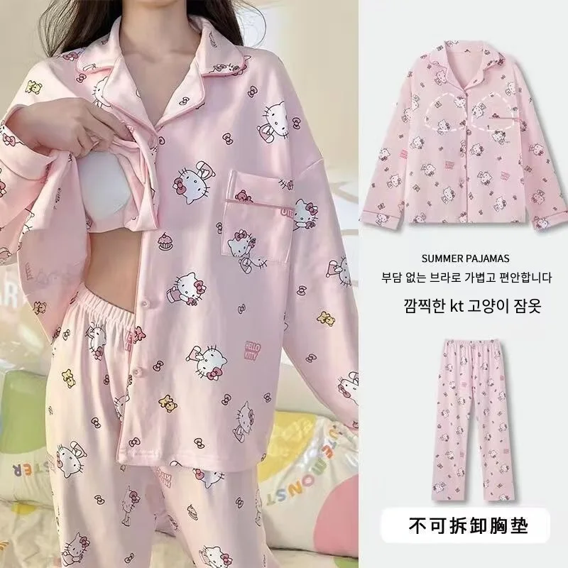 

Sanrios Girls Pajamas Hello Kittys Cute Long Sleeve Trousers Outdoorable Home Clothing Casual Comfort Creative Hot Selling Soft