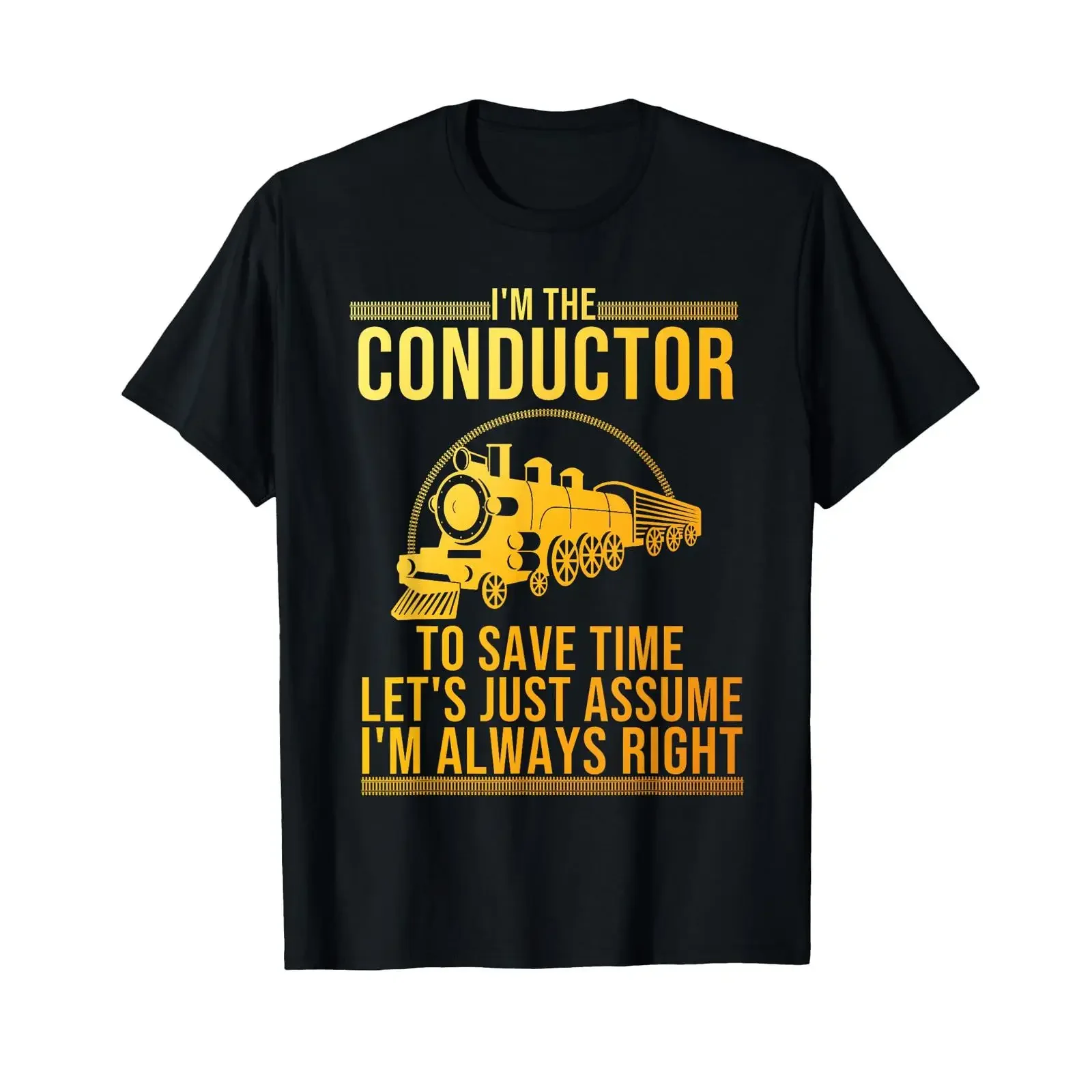 Funny Train Conductor Art for Railway Lover T Shirt vintage Washed Soft graphic Casual Breathable Versatile streetwear fashion