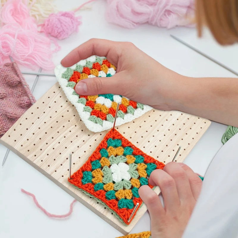 Crochet Blocking Board,Granny Square Blocking Board With Pegs, Blocking Mats For Knitting Rod Pins And Knitting Supplies