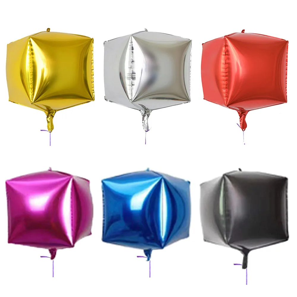 

6pcs 24Inch Gold Silver Big 4D Balloons Square Metallic Balloons for Birthday Party Baby Shower Wedding Decoration Kids Toy