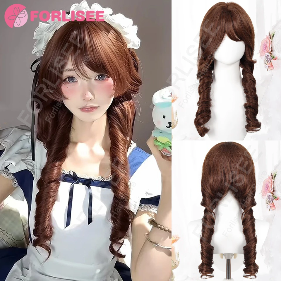 

Синтетический длинный многослойный вьющийся парик с головой медузы, римский рулон, парик принцессы Лолиты, подходит для женщин, повседневный парик для косплея