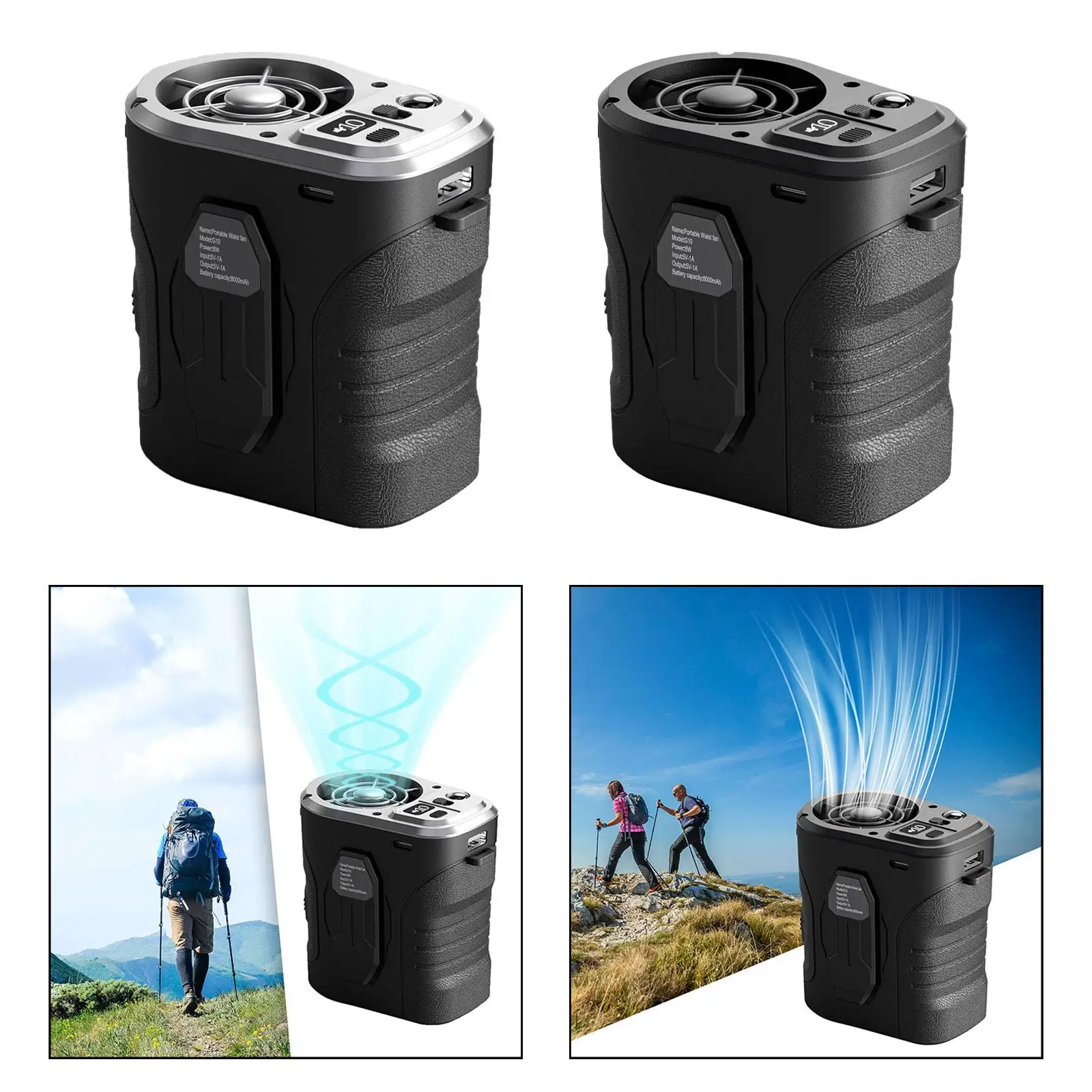 Портативный веер с зажимом на талию, веер с подвесным веером на шею для бега, занятий спортом на открытом воздухе