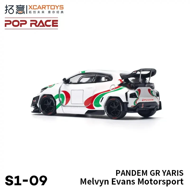 Xcartoys PopRace 1/64 Model Car Pandem GR Yaris Melvyn Evans Motorsport Diecast Toys Premium Vehicle Collection Gifts for Adults