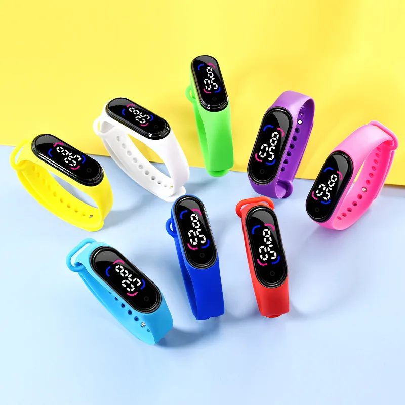 Montre de sport numérique LED multicolore pour enfants, écran tactile simple, montre électronique pour enfants, horloge pour garçons et filles, mode