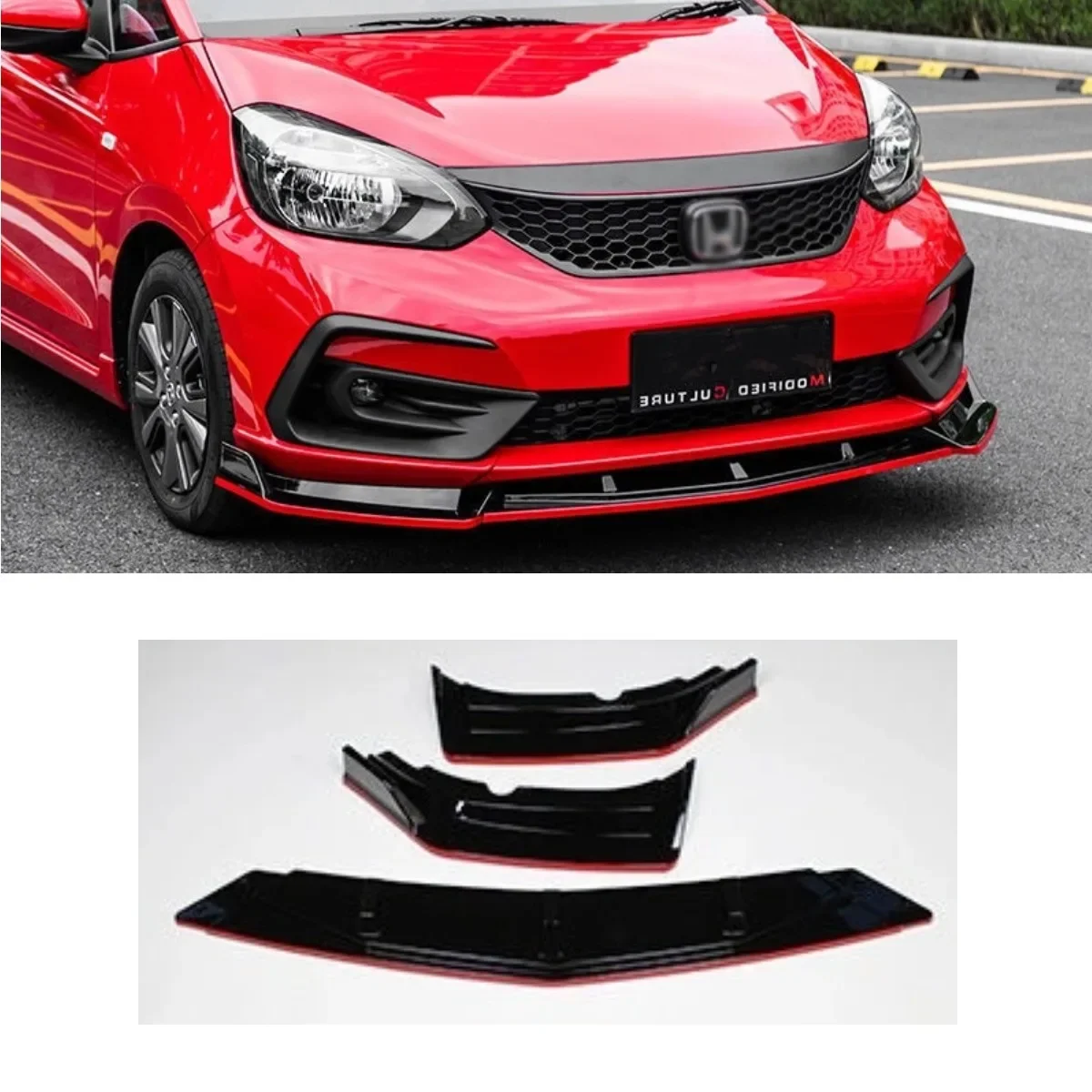 Car Front Bumper Lip Splitter Diffuser Spoiler Body Kit For Honda Fit 2021-2024 Bumper Guard RS style Protector Car Accessories