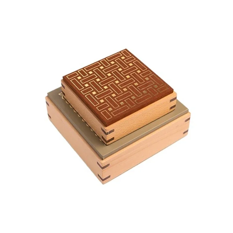 First layer leather gold-painted storage box, solid wood tenon and tenon, large-capacity decorative ornament