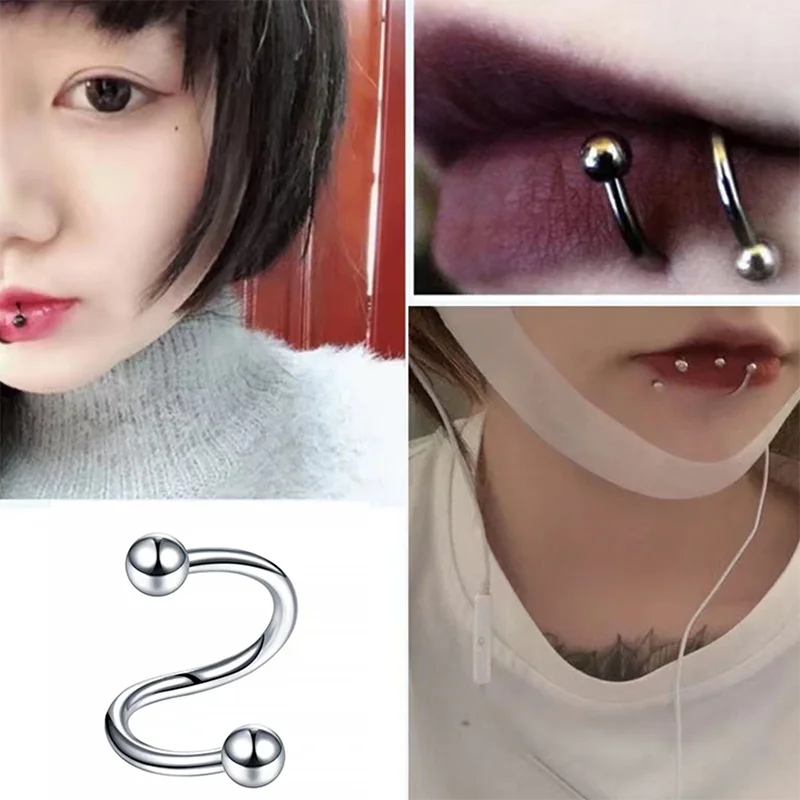 ステンレス鋼の鼻のリング,クランクスシュー,パンチング,リップ,耳珠,ヘリックス,ボディピアス,ヒップホップ,s