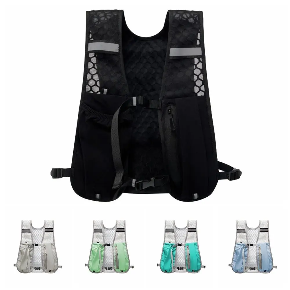 

New Waterproof Nylon Running Water Bottle Storage Vest Lightweight Reflective Running Vest With Phone Holder Chest Pack Outdoors