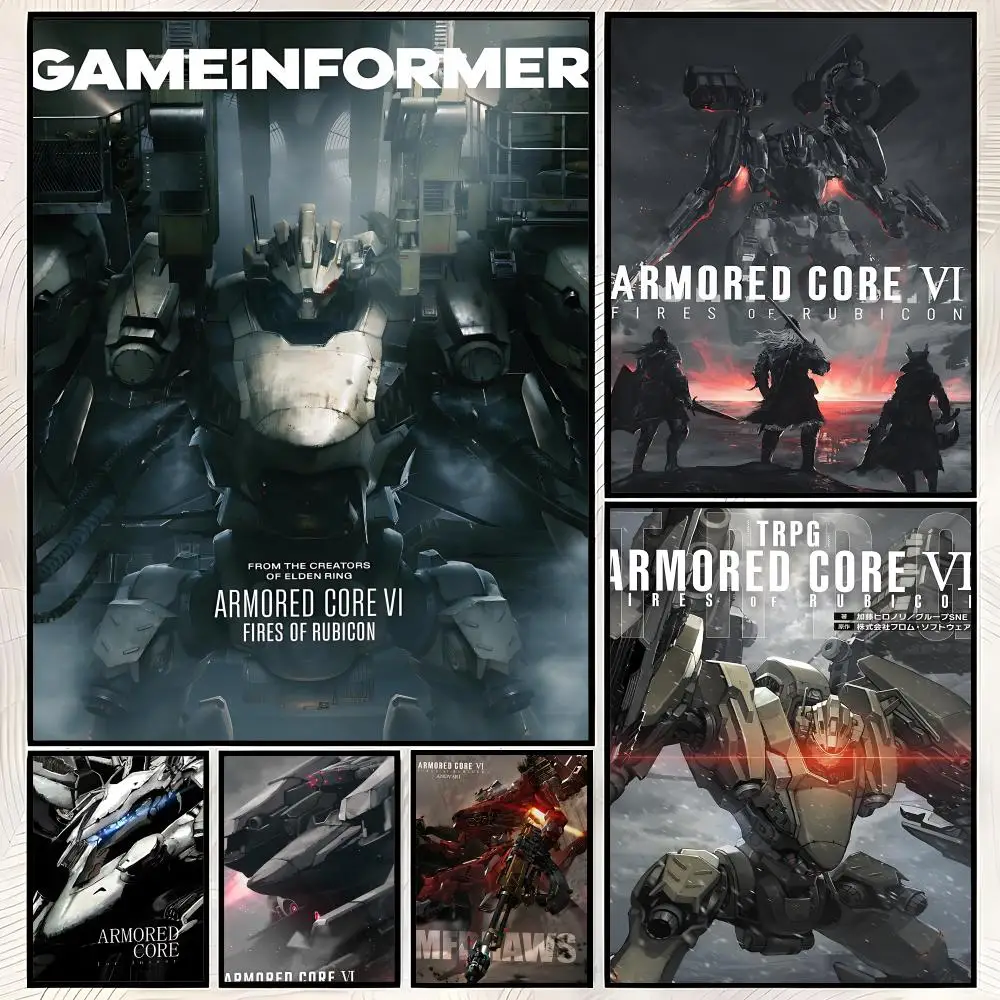 Game Armored Core Poster Self-Stick HD PP paper Wall Art Poster, Waterproof Decor for Bedroom, Living Room and Home
