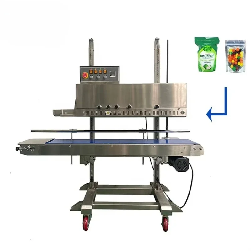 Automatic Coffee Bag/pouch/doypack Bags Nitrogen Filling Heat Sealing Vertical Continuous Band Sealer Machine with Date Printing