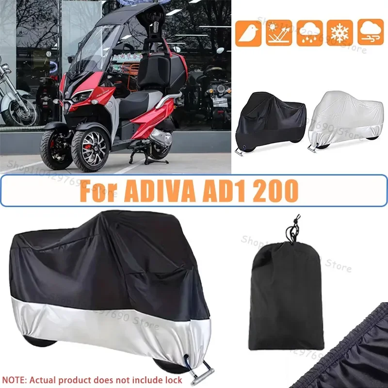 210D Oxford Motorcycle Cover Waterproof All Season UV Protection For ADIVA AD1 200 Anti-Tear Windproof Motorbike Cover
