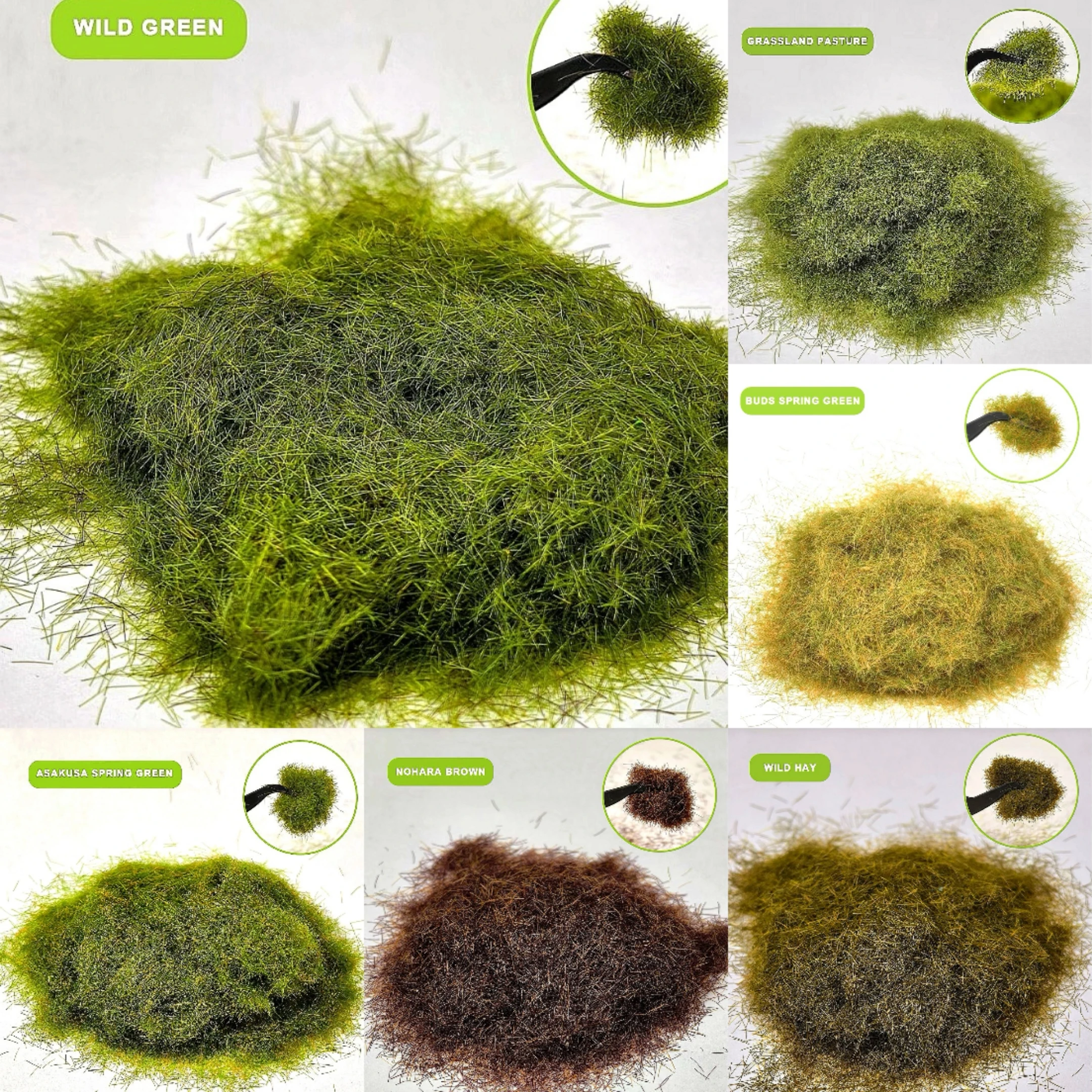 20G Model Straw Needle Height 5MM Grass Tuft Terrain Powder Vegetation Lawn DIY Sand Table/Railway/Military Landscape Materials