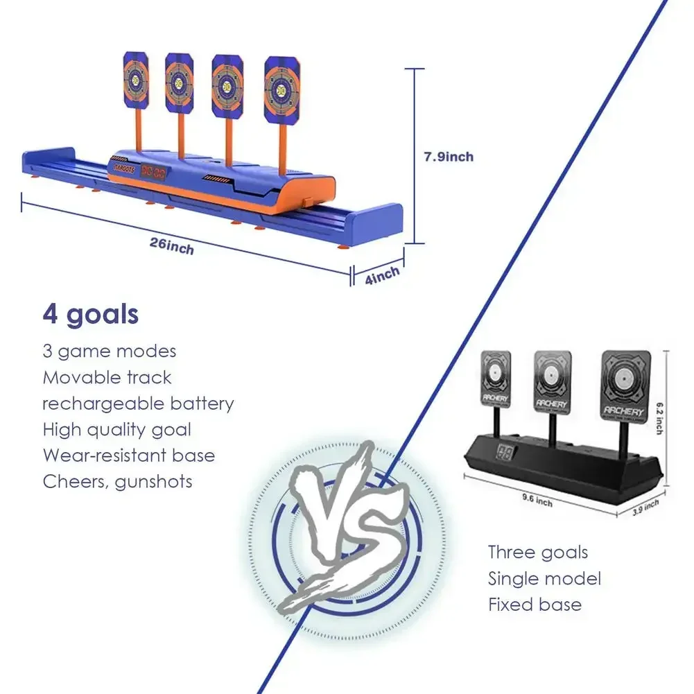 Alvos Nerfs pistolas reinicio automático tiro eléctrico accesorios de objetivo niños sonido luz juego de disparos juguetes puntuación de alta precisión