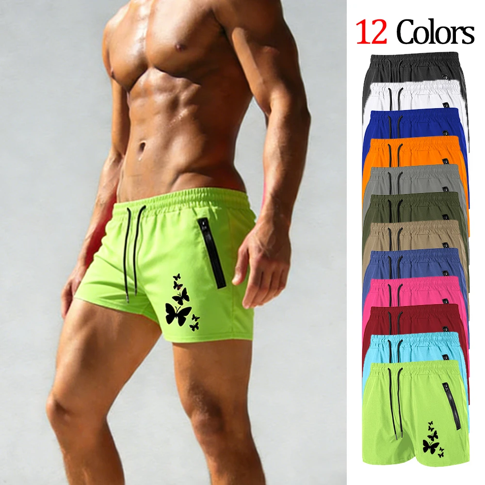 

Men's Casual Sport Beach Quick Dry Swim Shorts with Secure Zipper Pockets Multi-Color Elastic Waist Butterfly Graphic Print