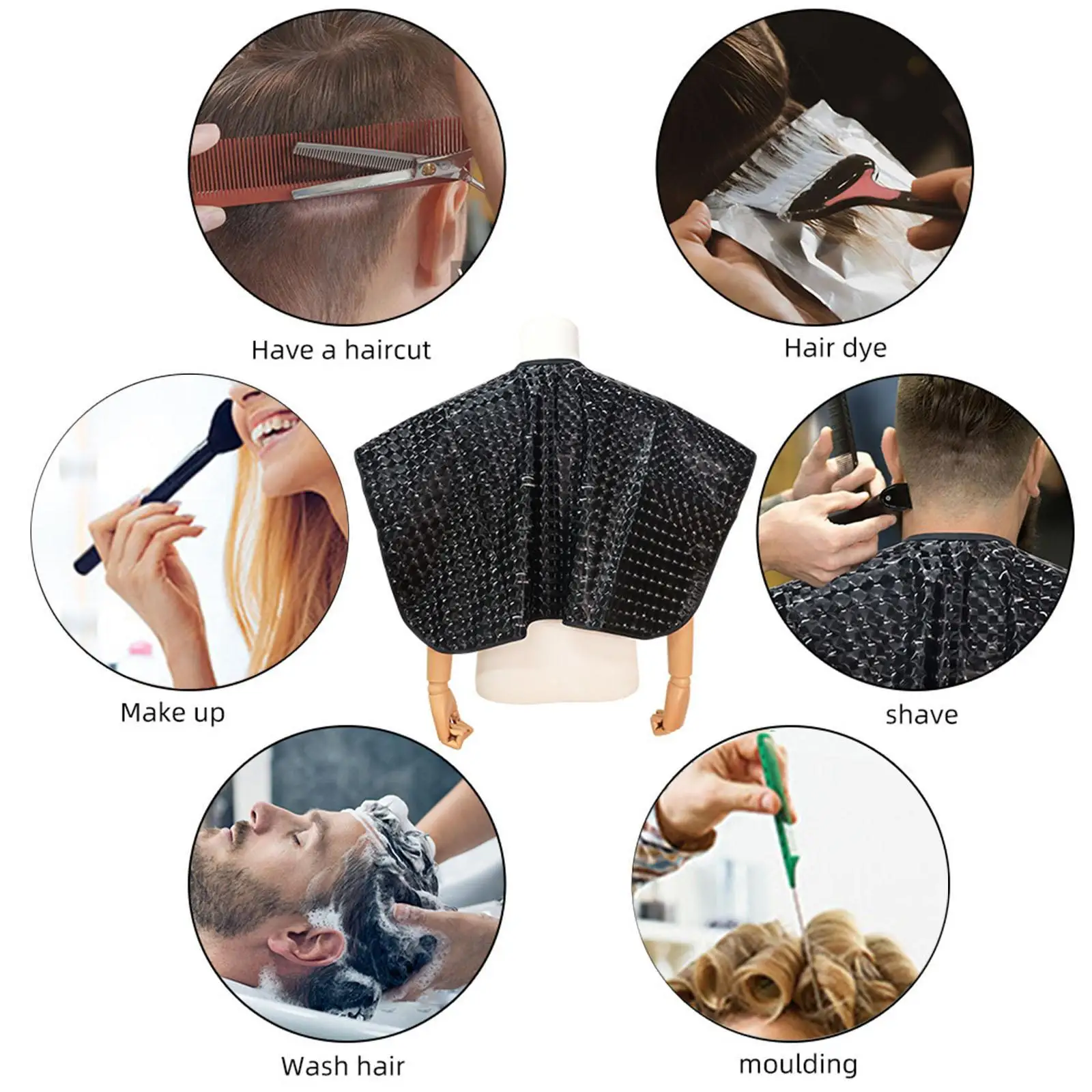 Cape de coloration de cheveux Cape de teinture de cheveux professionnelle pour maquillage style coiffure