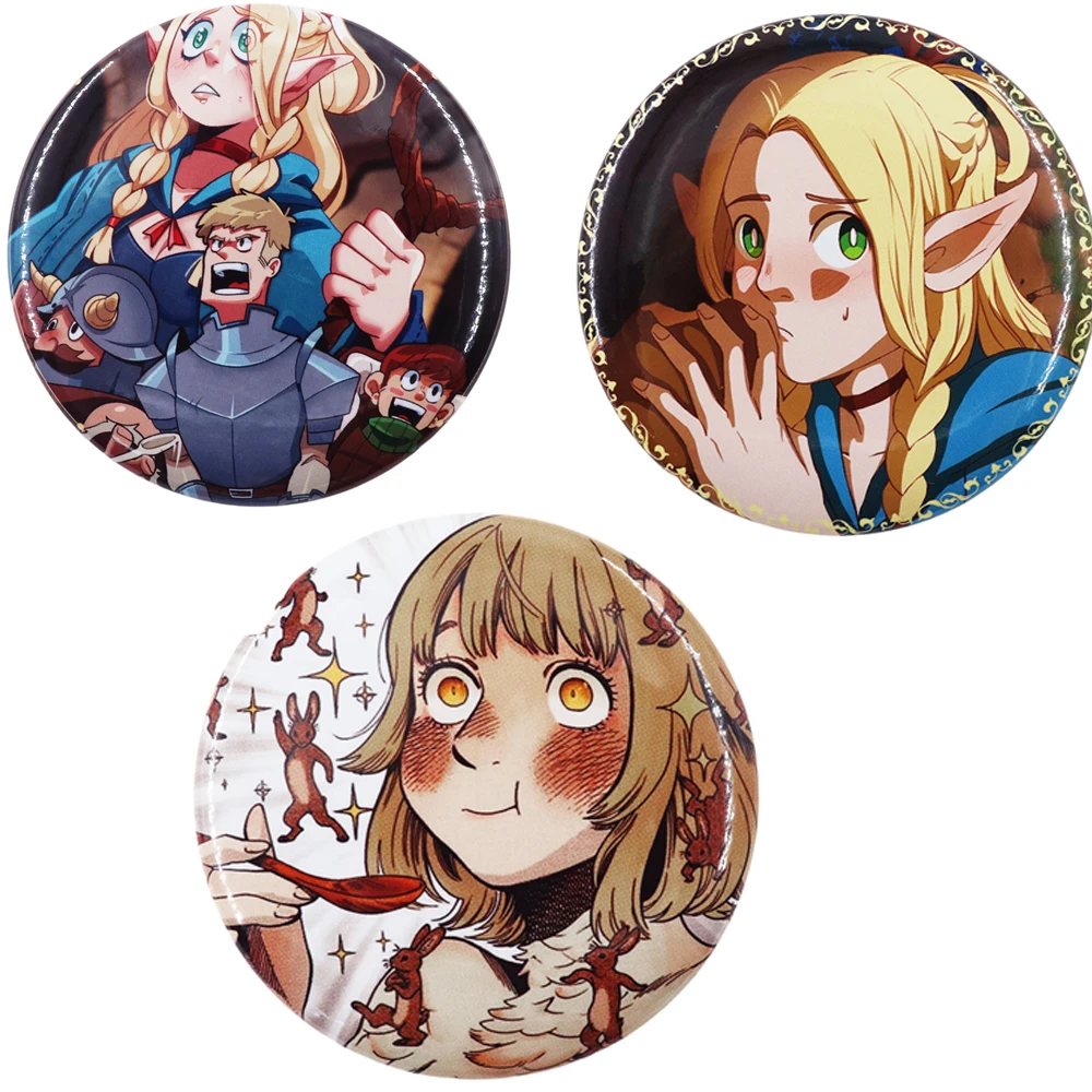 

Comic Delicious In Dungeon Peripheral Badges Cute Character Elf Girl Marlucil Faline Button Pin Tinplate Decoration Gift